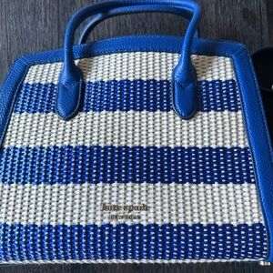 Kate Spade Knott Blue Striped Woven Fabric Crossbody Tote